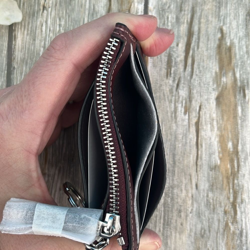 Coach Mini Skinny Id Case With Bow Print Wallet Bag Purse - Picture 7 of 8